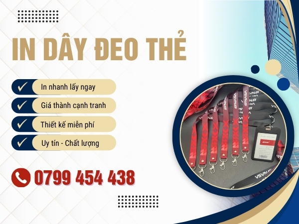 In dây đeo thẻ tại Đà Nẵng công nghệ sắc nét bền màu